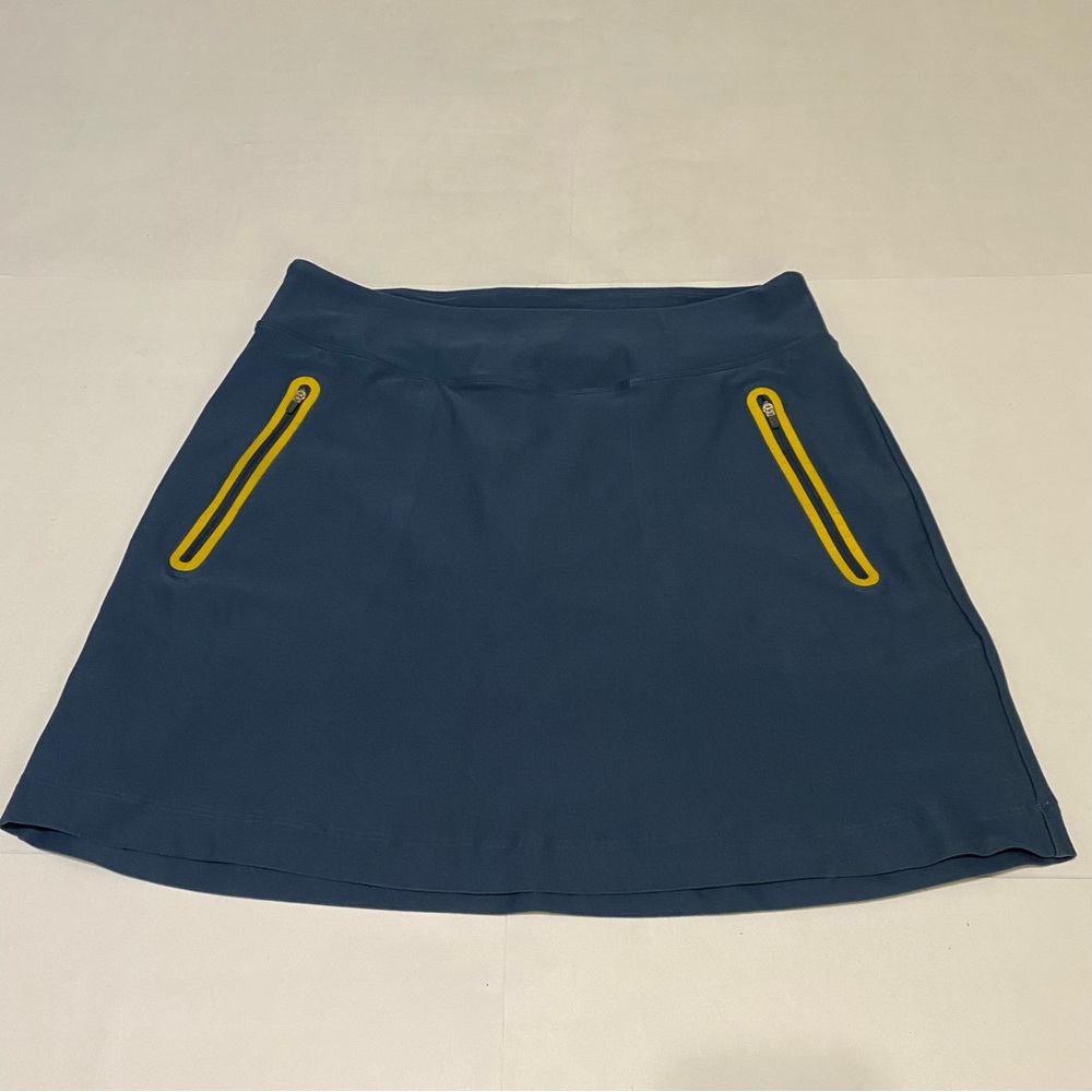 Nike A-Line Skort in Blue with Yellow Zippers - Picture 2 of 9